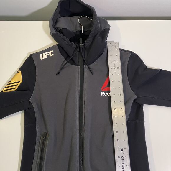 UFC Ronda Rousey Jacket Womens Small Black Gray Gold USA Full Zip Hoodie Reebok - Picture 16 of 16